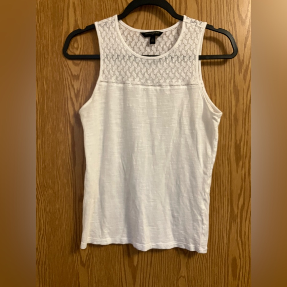 Banana Republic White Textured‎ Tank Top with Lace Women’s Size XS